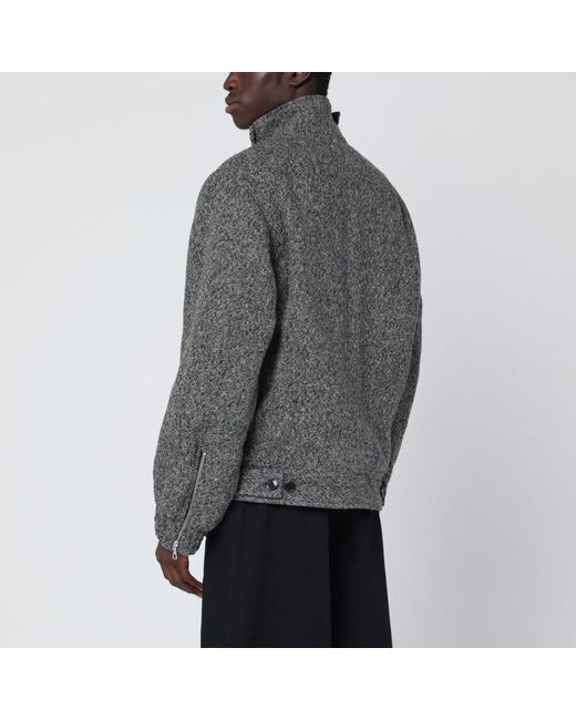Giacca con zip con trama grigia in lana di Dries Van Noten in Gray da Uomo
