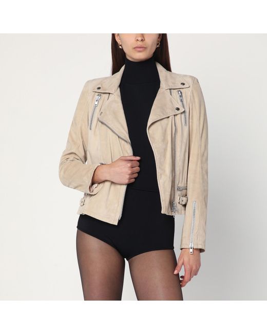S.w.o.r.d 6.6.44 Natural Biker Jacket In Suede Leather