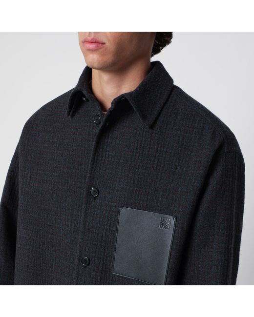 Loewe Black Dark Shirt Jacket With Anagram Pocket for men