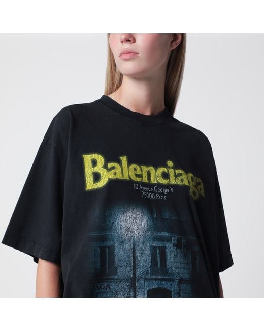 Balenciaga Blue Faded Oversized T-Shirt With Logo Print