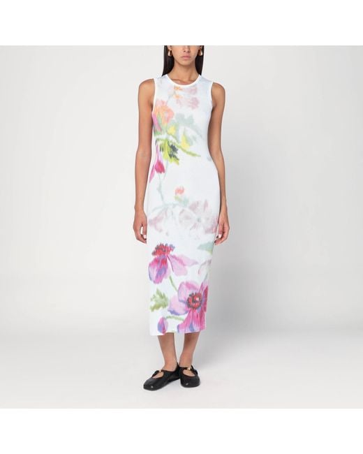 Loewe Blue Silk-Blend Dress With Floral Digital Print