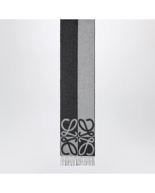 Loewe Gray Bicolour Anagram Jacquard Wool-Cashmere Scarf