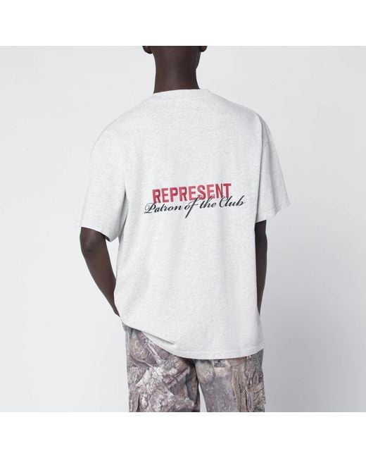 Represent White Cream Marl Tshirt With Logo for men