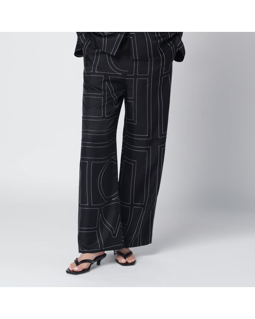 Totême Blue Monogram Silk Pajama Trousers