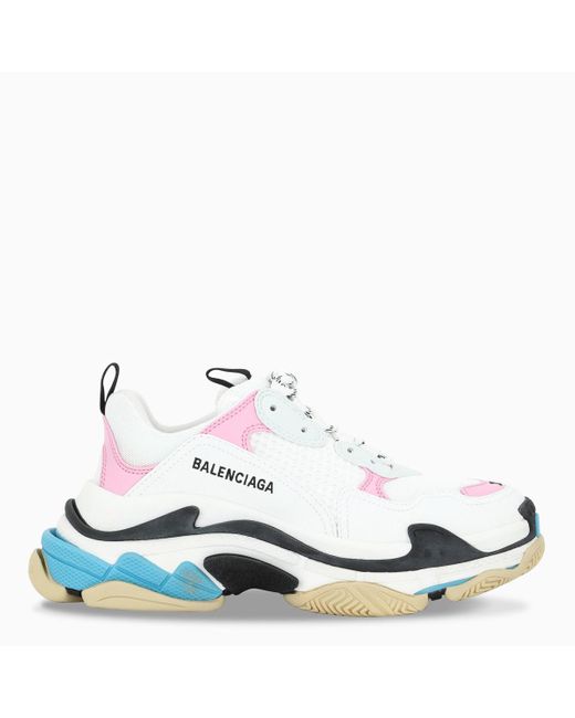 balenciaga triple s white blue pink