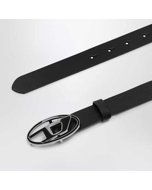 Cintura nera in pelle con fibbia oval d di DIESEL in Black