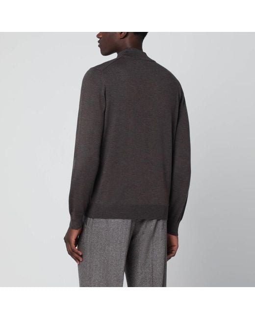 Tagliatore Black Taupe Wool Turtleneck Sweater for men