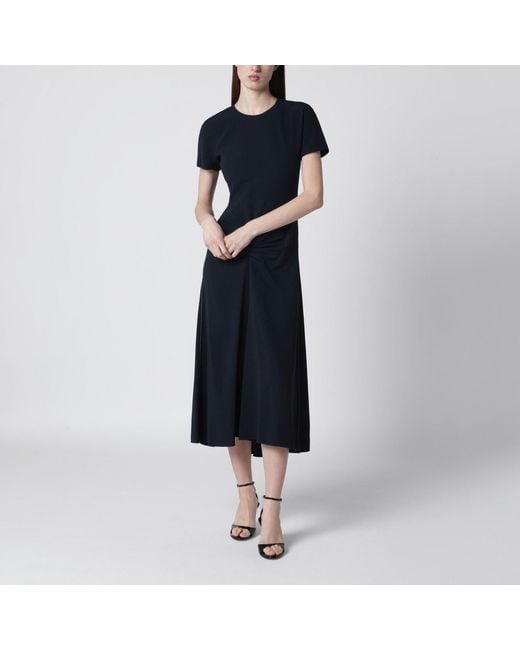 Victoria Beckham Blue Blaire Dress With Gathered Waist