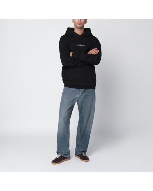 Maison Margiela Black Hoodie With Reversed Logo for men