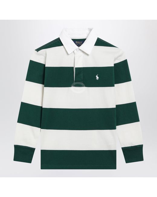 Polo Ralph Lauren Green And Striped Cotton Polo Shirt