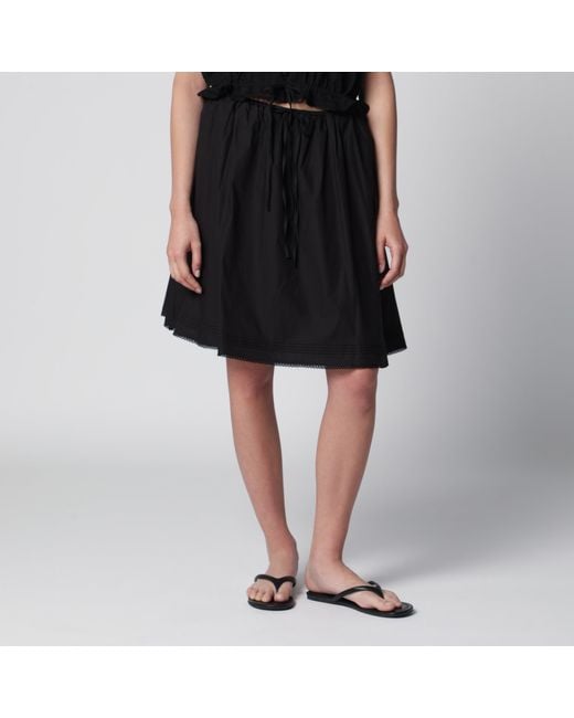 DUNST Black Cotton Midi Full Skirt