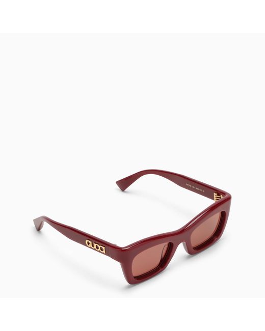 Gucci Pink Burgundy Acetate Rectangular Sunglasses
