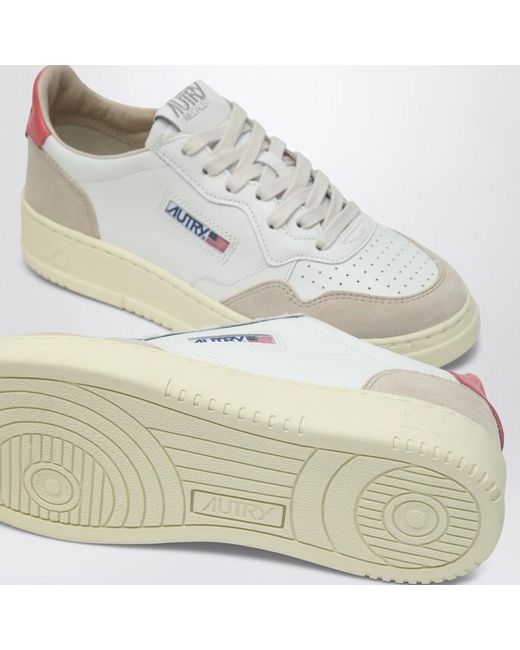 Autry White Medalist Sneakers Aus Weißem/Korallenfarbenem Leder Und Wildleder