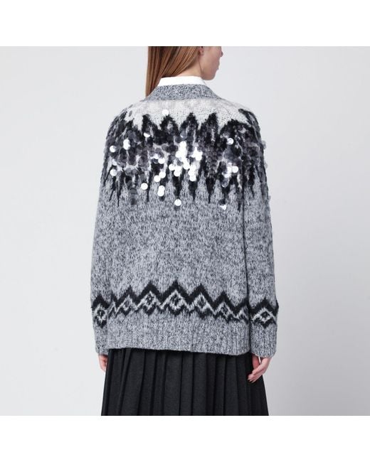 Roberto Collina Black Wool Blend Cardigan With Sequins
