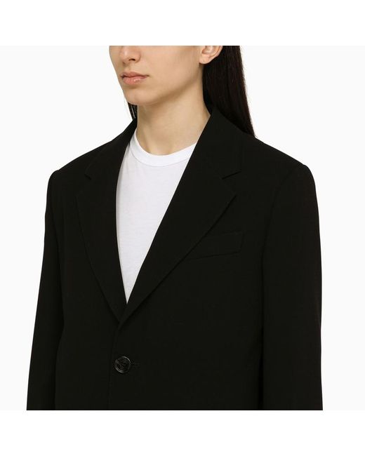 AMI Black Single-Breasted Wool Jacket