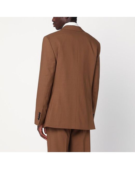 AMI Brown Hazelnut Single-Breasted Wool Jacket for men