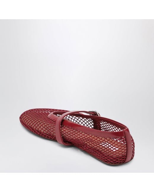 Alaïa Red Mesh And Patent Leather Flat Ballet Flats