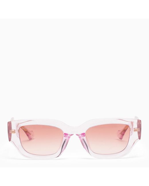 Gucci Pink Rectangular /transparent Sunglasses