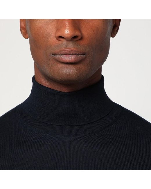 Drumohr Blue Wool Turtleneck Sweater for men