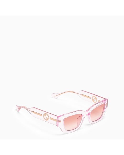 Gucci Pink Rectangular /transparent Sunglasses