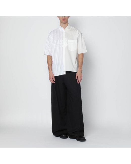 MM6 by Maison Margiela White Two-Tone Cotton Poplin Shirt for men