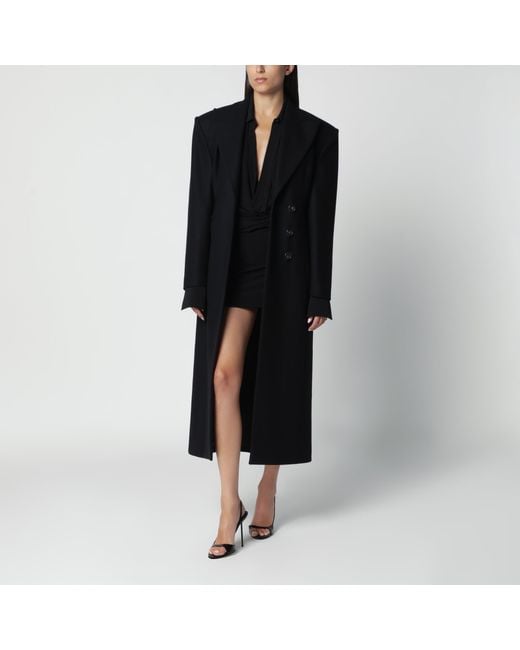 ANDAMANE Black Single-Breasted Coat With Structured Shoulders