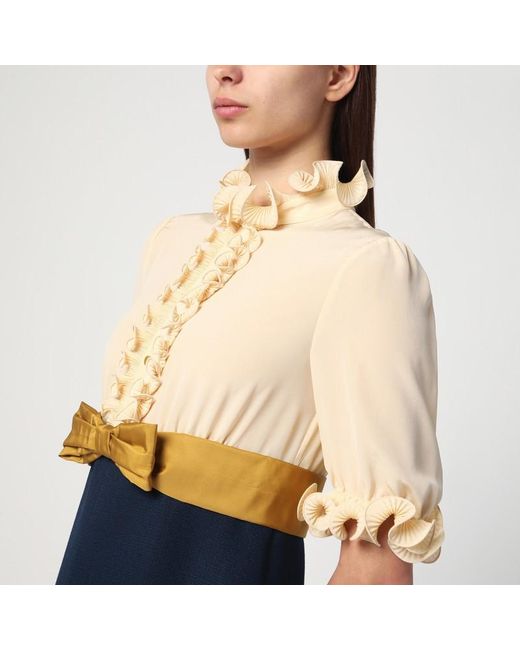 Valentino Blue Mini Dress With Ruffles And Bow