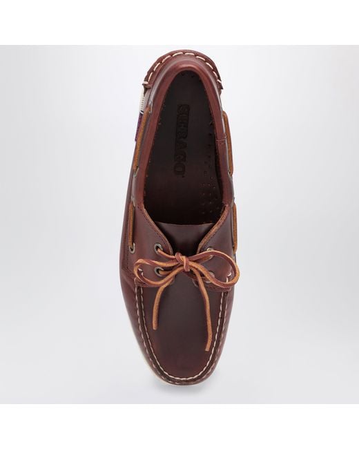 Sebago Red Moccasin Docksides Portland Waxed