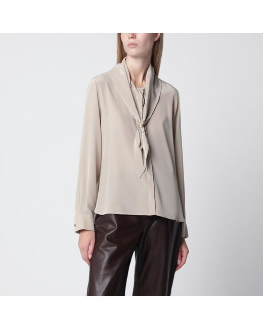 Max Mara Natural Rock Silk Blouse With Scarf