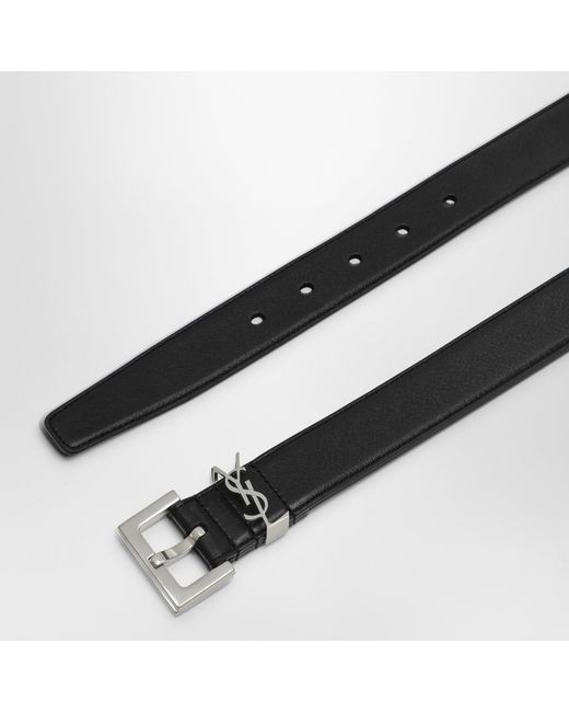 Saint Laurent Brown Cassandre Smooth Leather Belt