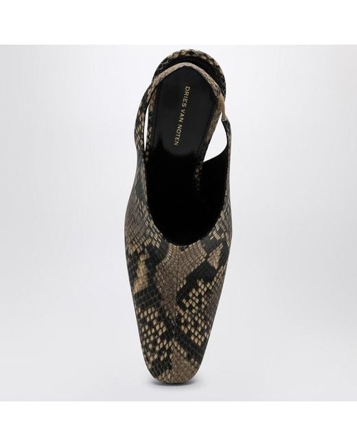 Pumps con zeppa in pelle stampata di Dries Van Noten in Brown