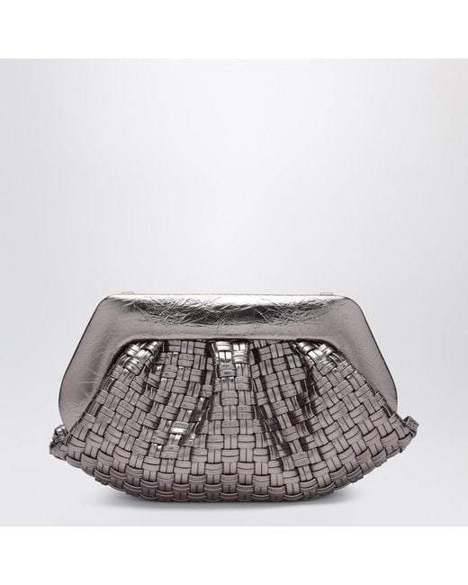 THEMOIRÈ Gray Gewebte Silberne Clutch