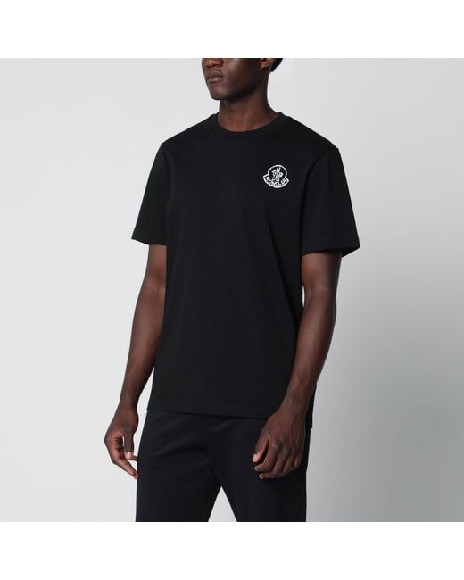 Moncler Black Cotton Jersey T-Shirt With Logo Patch for men