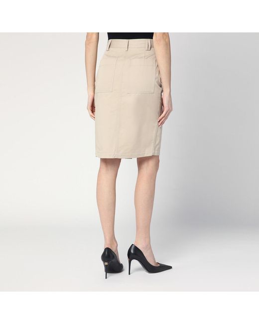 Anine Bing Natural Buttoned Pencil Skirt