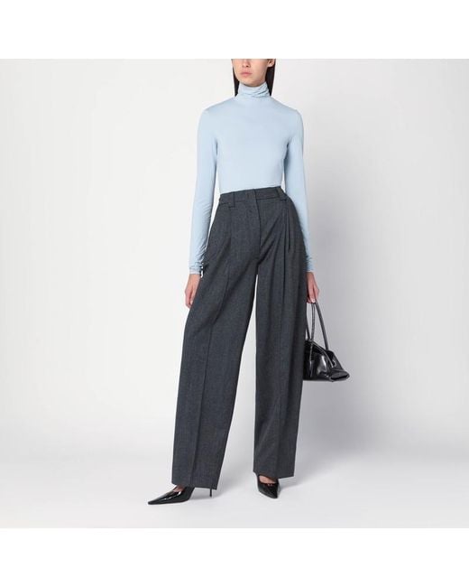 Thelatest Blue Wide Wool-Blend Trousers