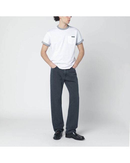 Prada White Reversible /grey Cotton T-shirt for men