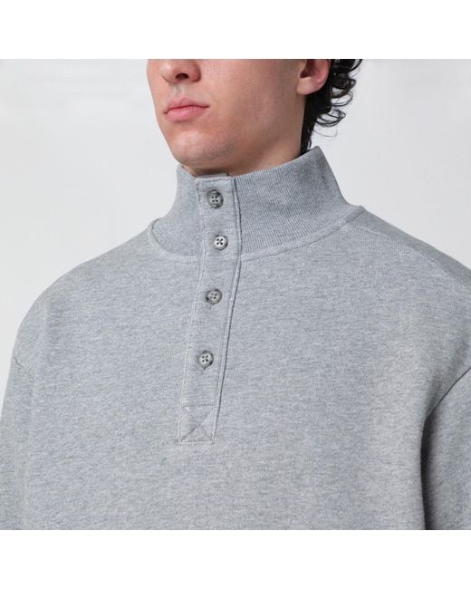 Entire studios Gray Cotton Buttoned Sweater for men