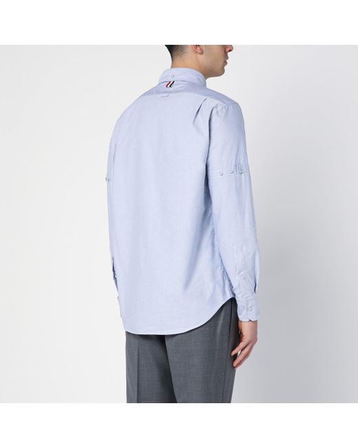 Thom Browne Blue Light Cotton Button-down Shirt for men