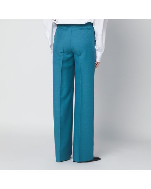 Max Mara Blue Wool And Silk-Blend Trousers