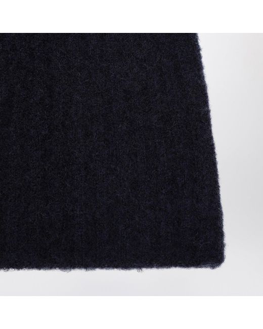 Roberto Collina Blue Cashmere Ribbed Hat