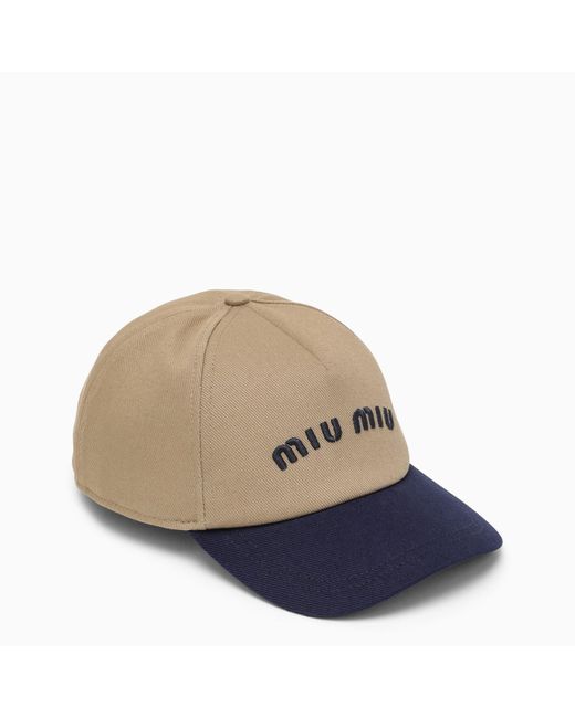 Miu Miu Khaki/blue Royal Cotton Baseball Cap