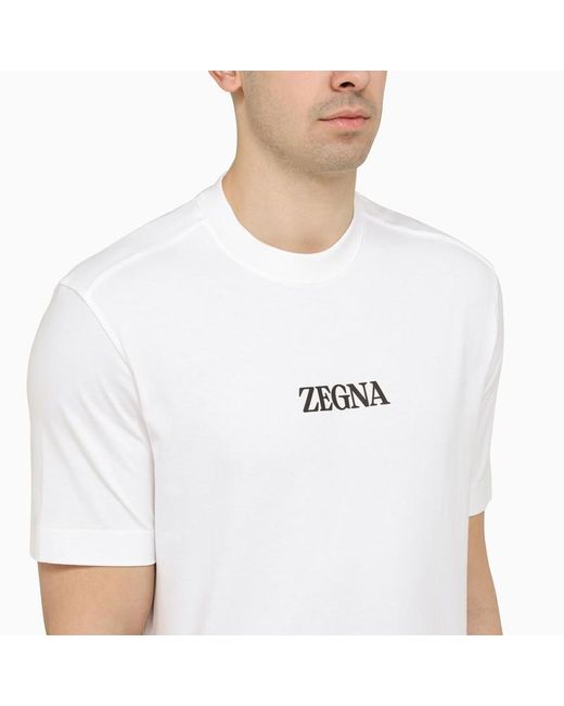 T-shirt girocollo bianca con logo di Zegna in White da Uomo