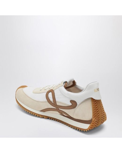 Sneaker flow runner 2.0 bianca/ in nylon e suede di Loewe in White