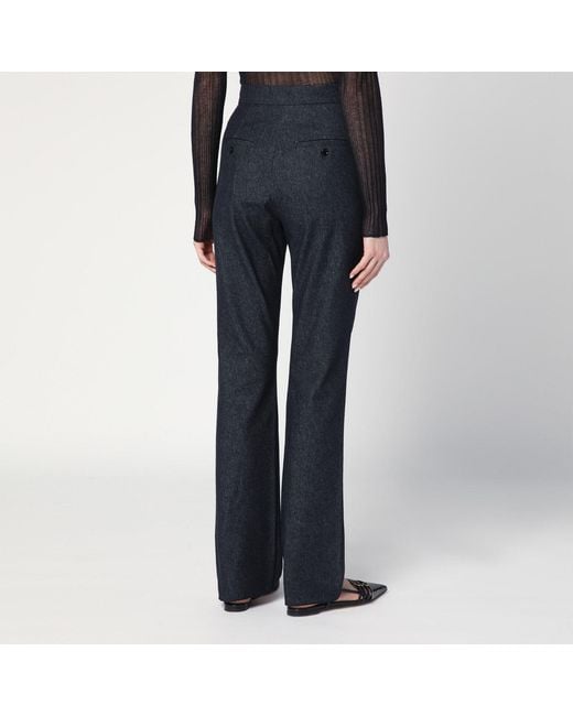 Max Mara Blue Midnight Trousers In Cotton Denim Effect