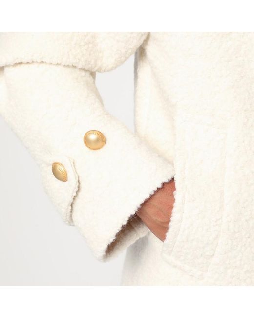 Tagliatore White Short Alpaca-Blend Coat