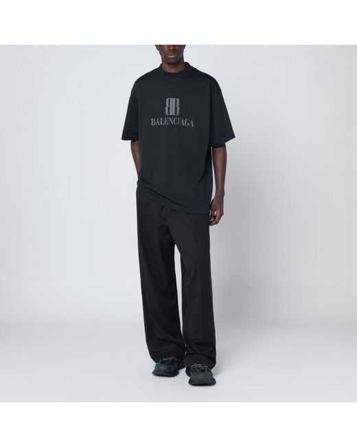 Balenciaga Black Wide Wool Trousers for men