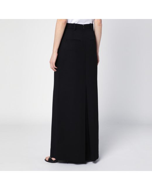 Victoria Beckham Black Pleated High-Rise Woven-Blend Midi Skirt