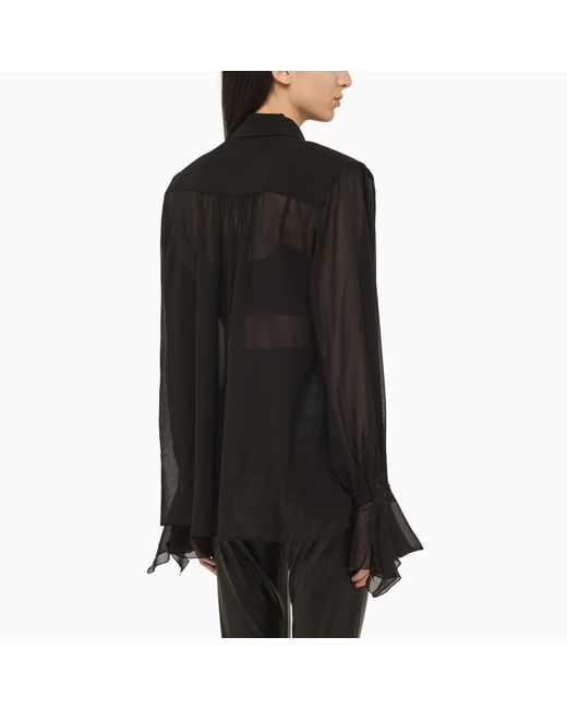 ANDAMANE Black Semi-transparent Silk Shirt