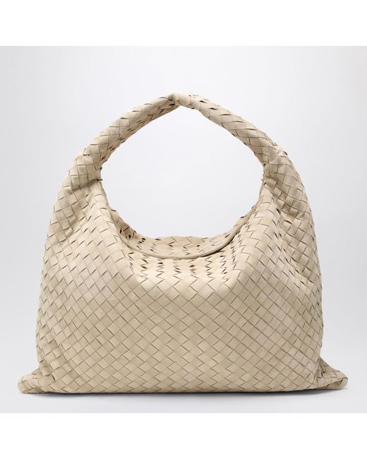 Bottega Veneta Natural Hop Large Shoulder Bag Ecru In Suede
