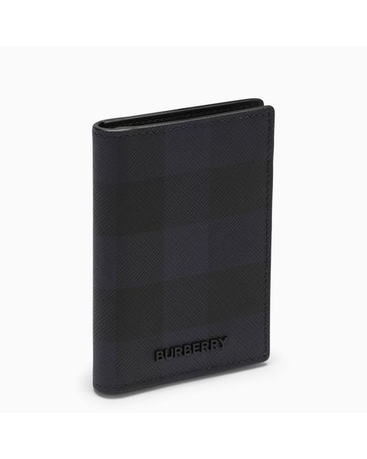 Burberry Black Book Card Holder With Check Motif for men